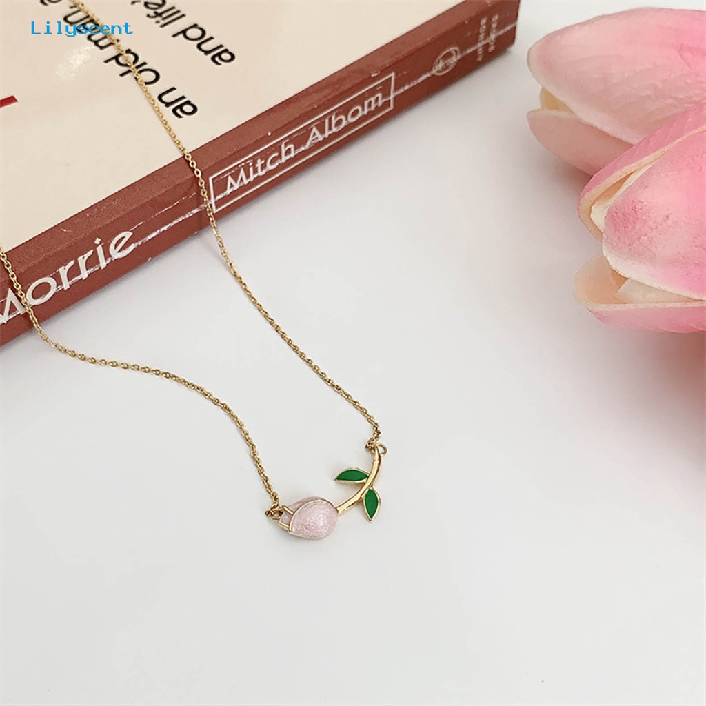 [LS] Kalung Rantai Manis Elegan Hadiah Anniversary Gaya Perancis Vintage Tulip Mutiara Imitasi Liontin Kalung Perhiasan Aksesori