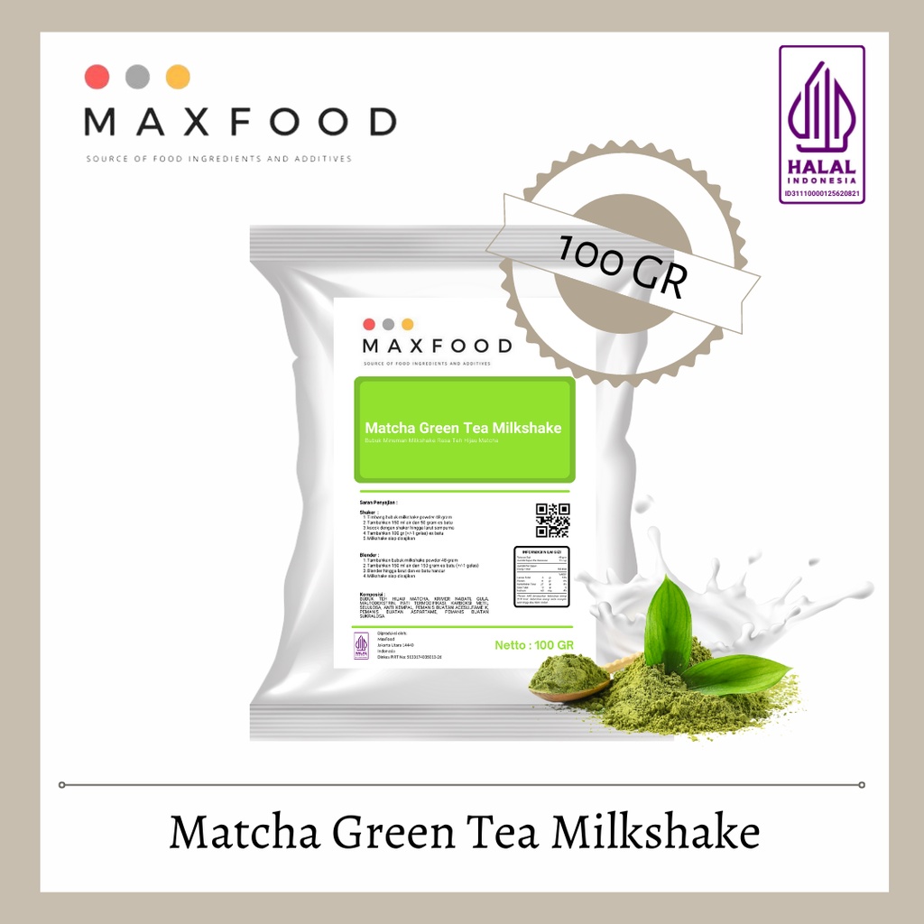 

MAXFOOD - Matcha Milkshake Powder / Bubuk Minuman Milkshake Rasa Matcha 100 Gram