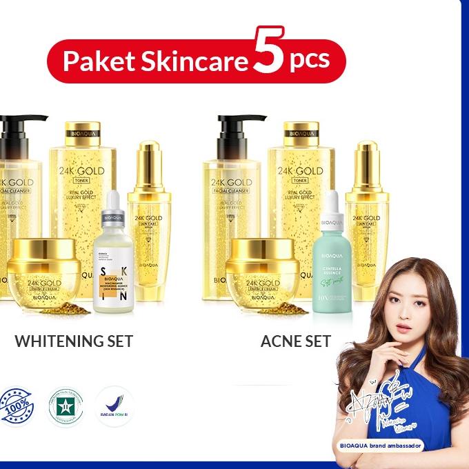 12.12 BIOAQUA kecantikan perawatan set skincare paket 5pcs whitening brightening penghilang jerawat 
