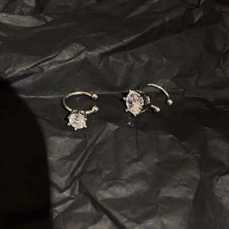 Papaozhu 1PC Chic s925 Perak Tanpa Tindik Glittery Zirkon Klip Anting Untuk Wanita Gadis Elegan Berlian Imitasi Cuff Earrings Hypoallergenic Telinga Perhiasan Hadiah