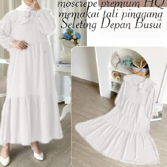 (Bisa Cod) Baju Gamis MIDI Dress wanita 2023 Moderen pakaian Putih wanita kekinian fashionable Size L//XL Midi MARIAM Terbaru 