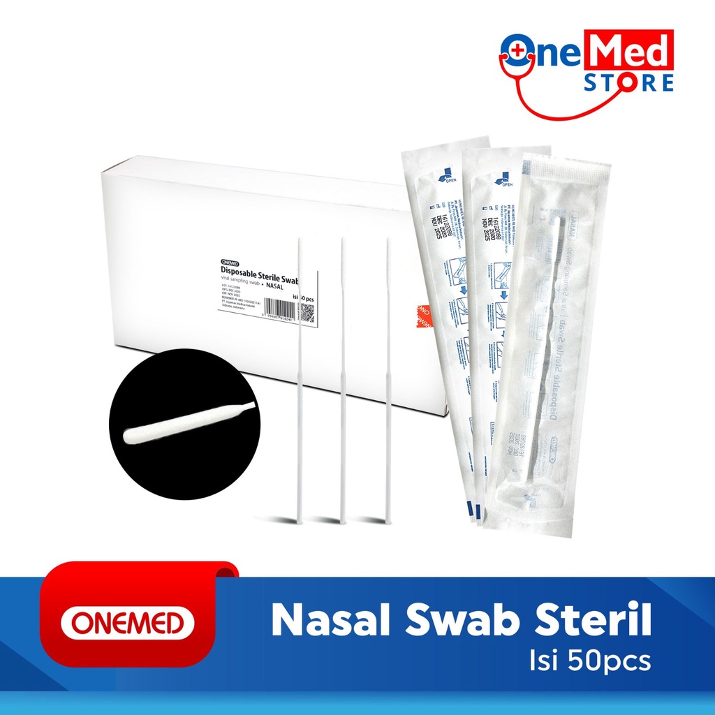 Nasal Swab Steril / Flocked Swab Naso Onemed Box Isi 50 Pcs OJ