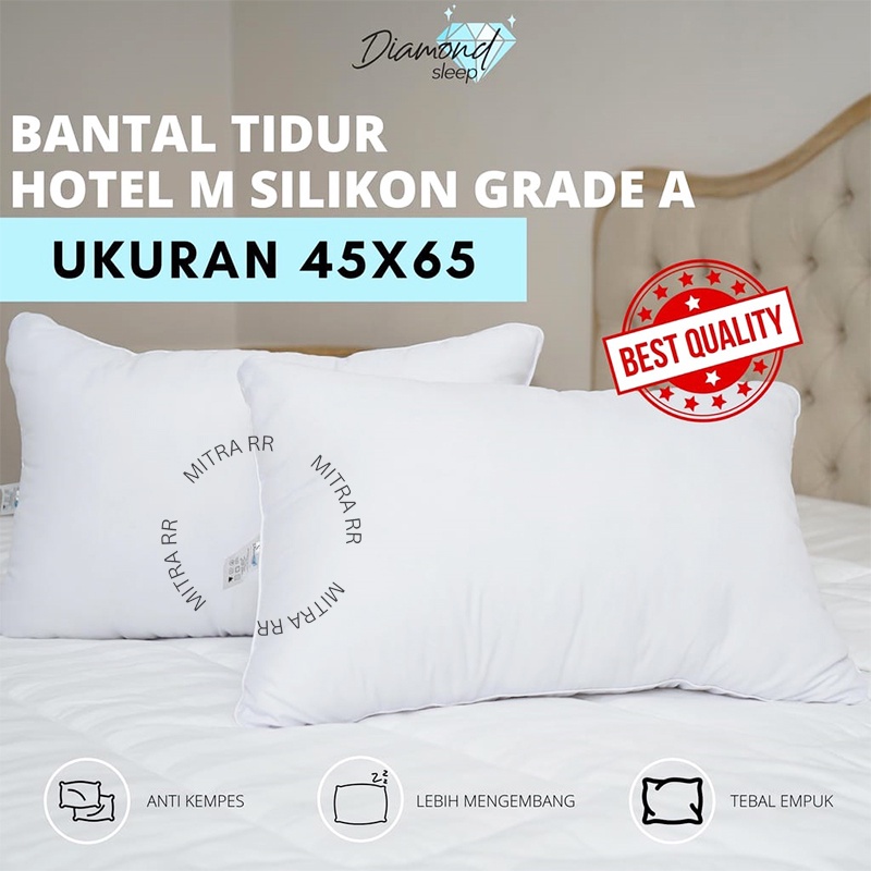 Bantal Guling Hotel Putih Diamond 100% Silicon Premium Medium Size 45x65 / 72x82 cm