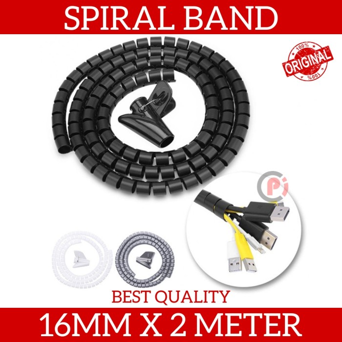 Spiral Band Ukuran 16mm x 2 Meter Untuk Merapikan Melindungi Kabel