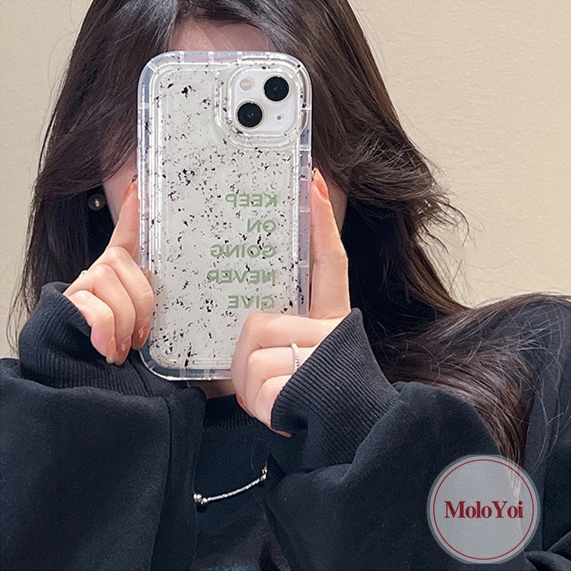 IPHONE Art Speckle Ink Pattern Simple Letter Casing Kompatibel Untuk Iphone11 7 8 Plus14 13 12 Pro MAX XR 6 6S X XS MAX Shockproof Airbag Transparan Bening Soft Case