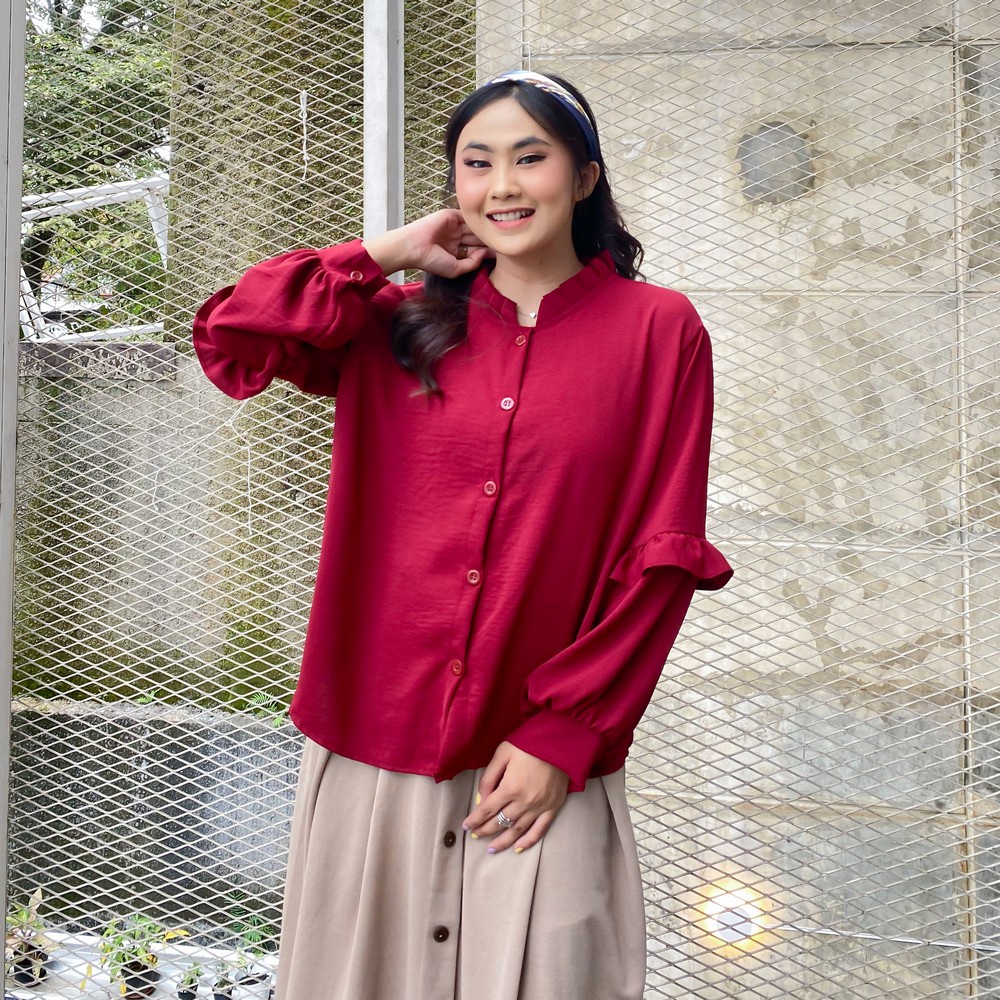 Yoenik Apparel Minji Tops Crinkle – Kemeja Polos – Atasan Kerja Wanita – Baju Natal