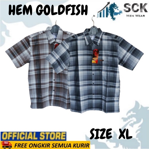 Hem Pria GOLDFISH Lengan Pendek Motif KOKO Salur Reguler Standar / Kemeja Pria Lengan Pendek Murah Aneka Motif