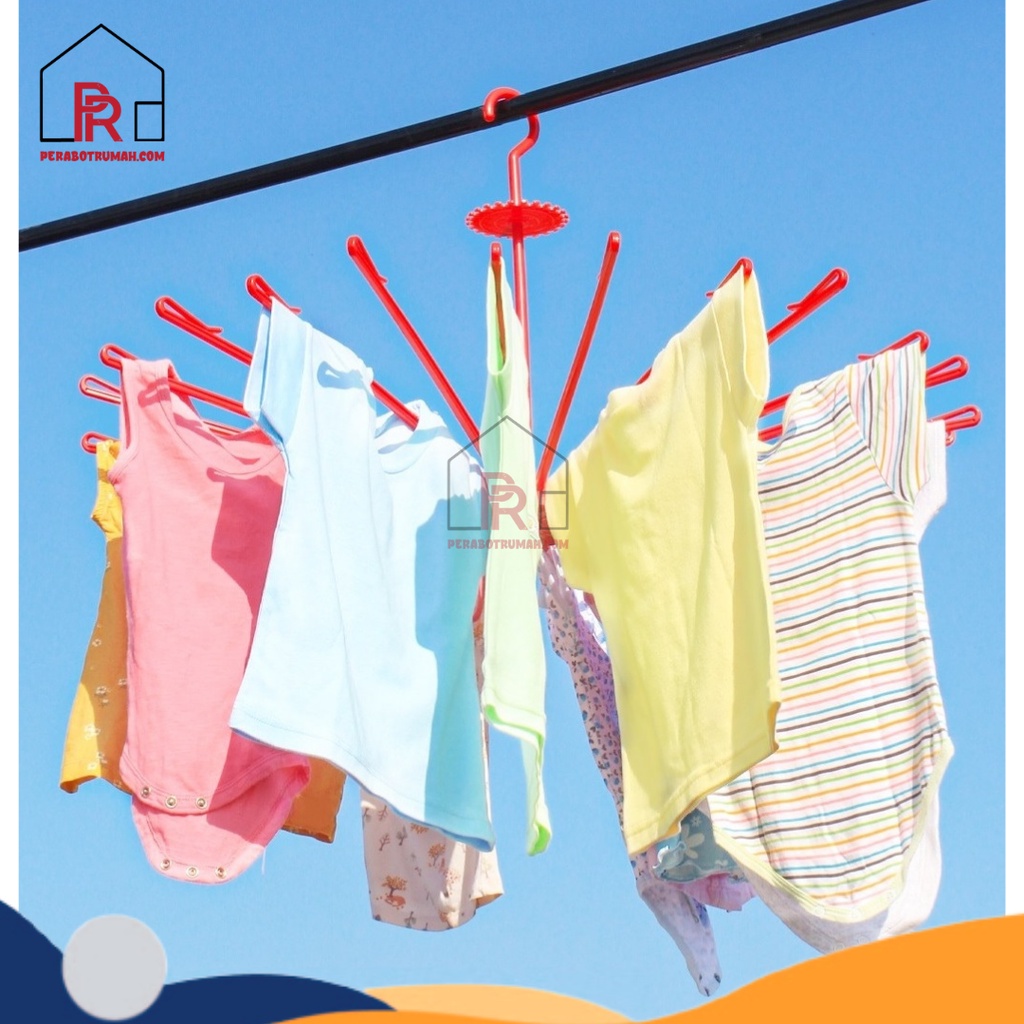 Folding Hanger Jemuran Putar 30 Stick  / Hanger Putar Baju Anak Bayi / Hanger Bulat Gantung