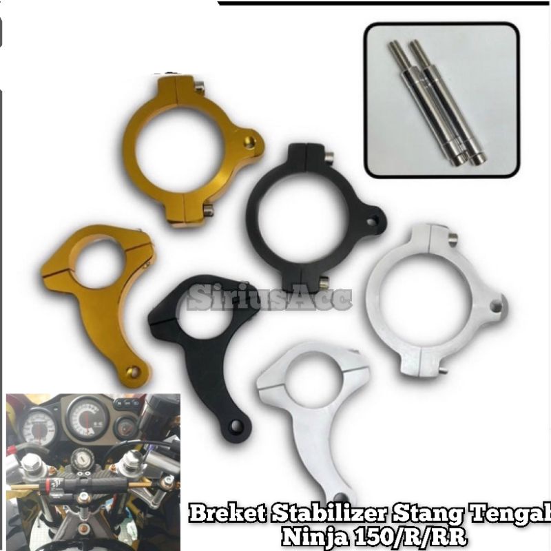 Breket Stabilizer Stang Tengah Ninja 150 Ninja R Ninja RR Adaptor Stabilizer Stang Ninja CNC