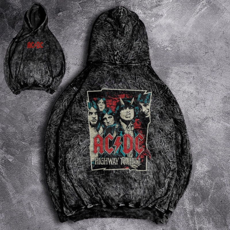 Jaket Sweater Hoodie ACDC HIGHWAY Sandwash Grey | Hoodie Pria Sandwash | Hoodie Wash Washed | Hoodie