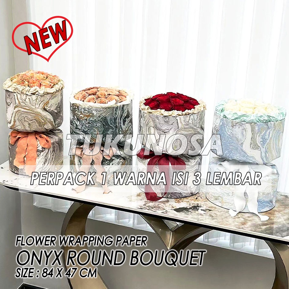 

PERPACK [3PCS] FLOWER WRAPPING PAPER ONYX ROUND BOUQUET KERTAS BUKET