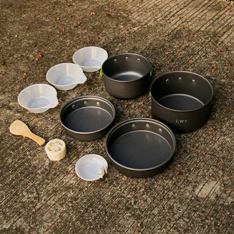 Cooking set DS-301, cooking set outdoor, panci camping, panci lipat outdoor