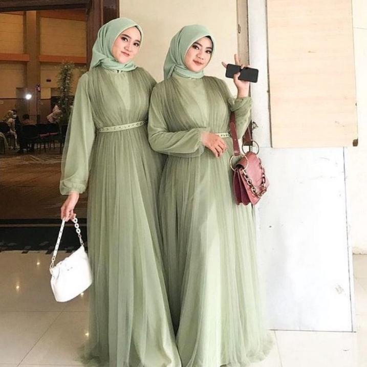 Kejutan Baru Bridesmaid Dress Kondangan Muslim / Sage Green Mauve Taro Nude Milo Silver Maroon Laven