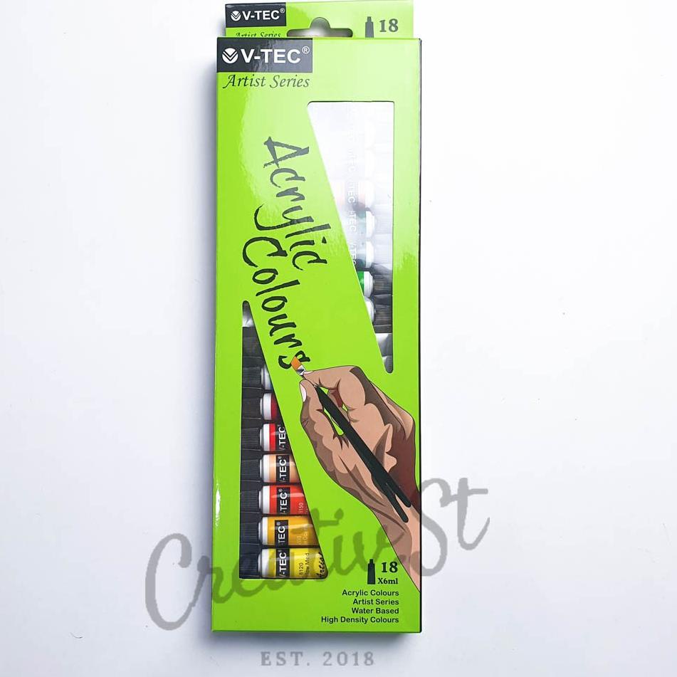 Paket Meriah Acrylic V-tec 18 Warna Cat Akrilik Vtec Set Paint
