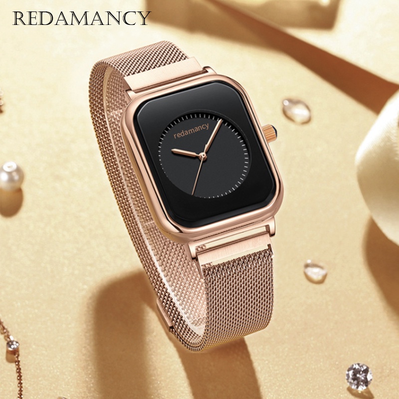 Redamancy Original Jam Tangan Wanita Jam Tangan Kuarsa Fashion Baja tahan karat tahan air Jam Tangan Magnetik Emas Mawar