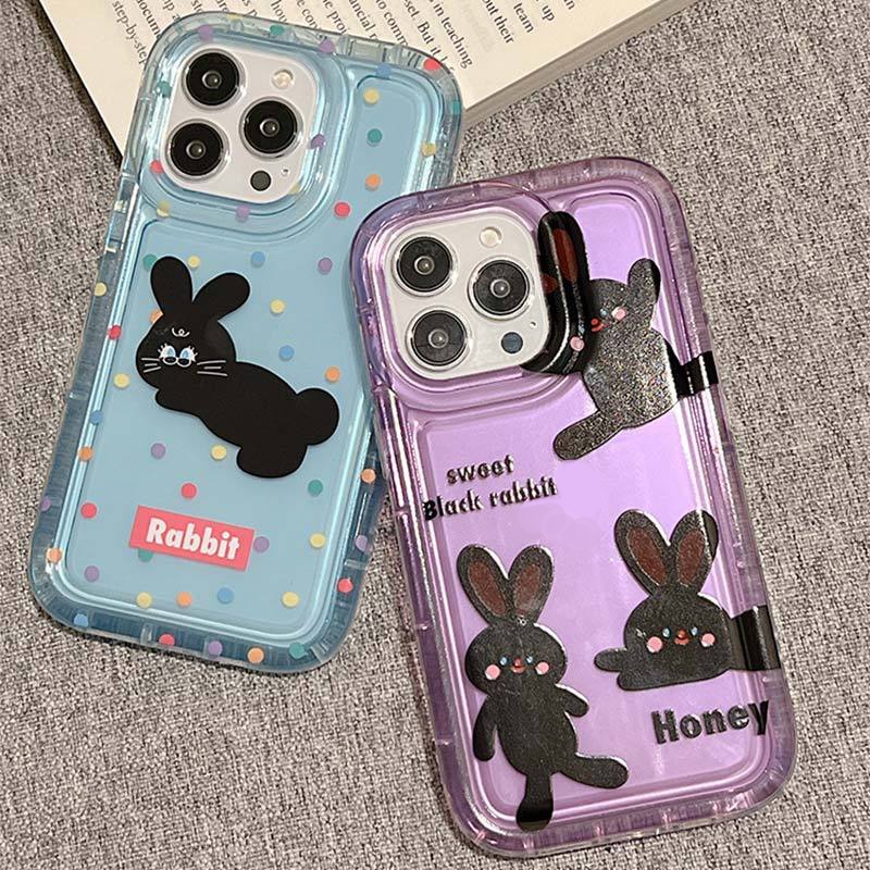IPHONE Casing Ponsel Lembut Transparan Kompatibel Untuk Iphone14 13 11 12 Pro XS Max X Xr7 +8 Plus Kelinci Lucu Casing TPU Silikon Shockproof Cover