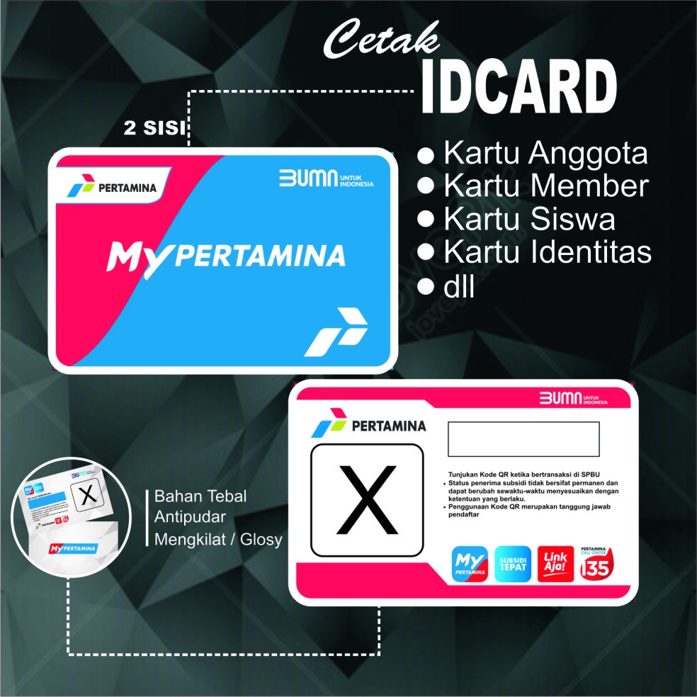 Kartu My Pertamina/Cetak Kartu PVC Bahan Premium/Cetak Kartu/Cetak Kartu PCV/Kartu PVC/ID Card