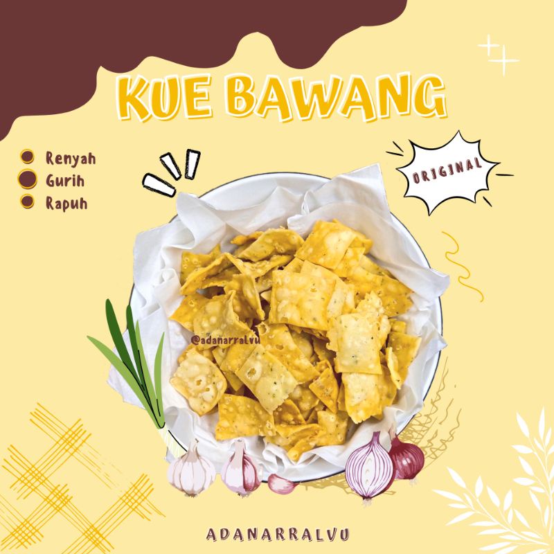 

adanarraLvu kue bawang | kue pangsit | kerupuk pangsit Renyah Gurih 50gr 100gr 200gr 1kg 500gr