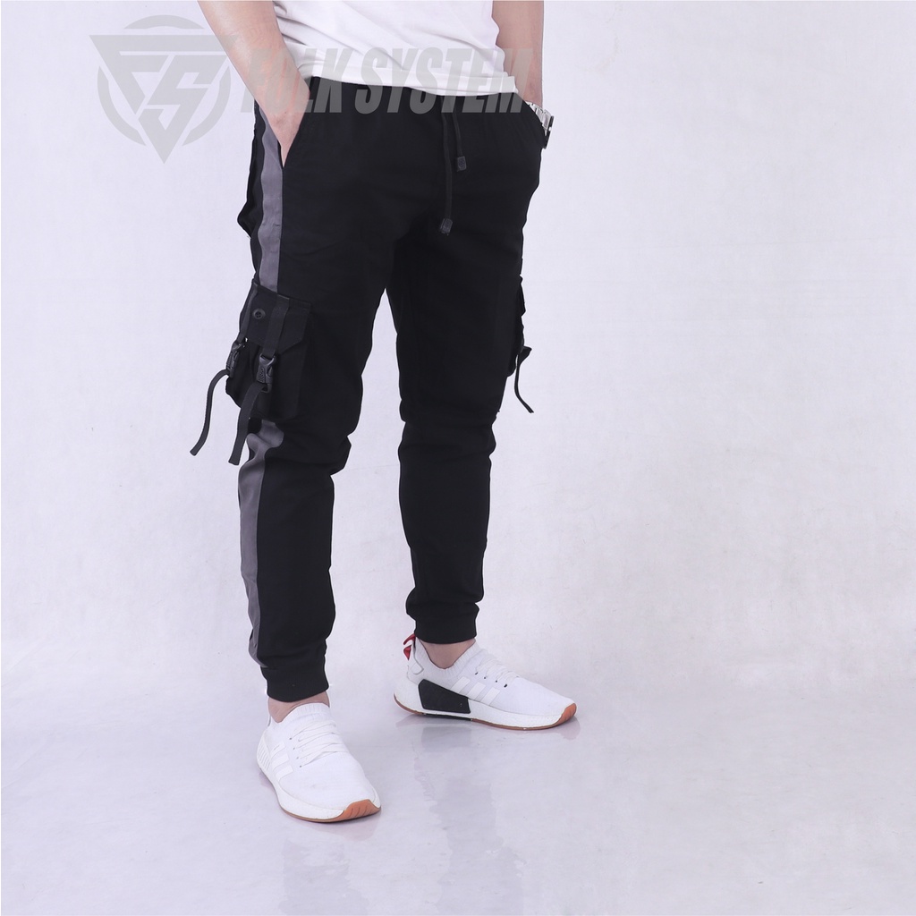 Celana Panjang Chino Jogger Cargo Pria strip original Folksystem