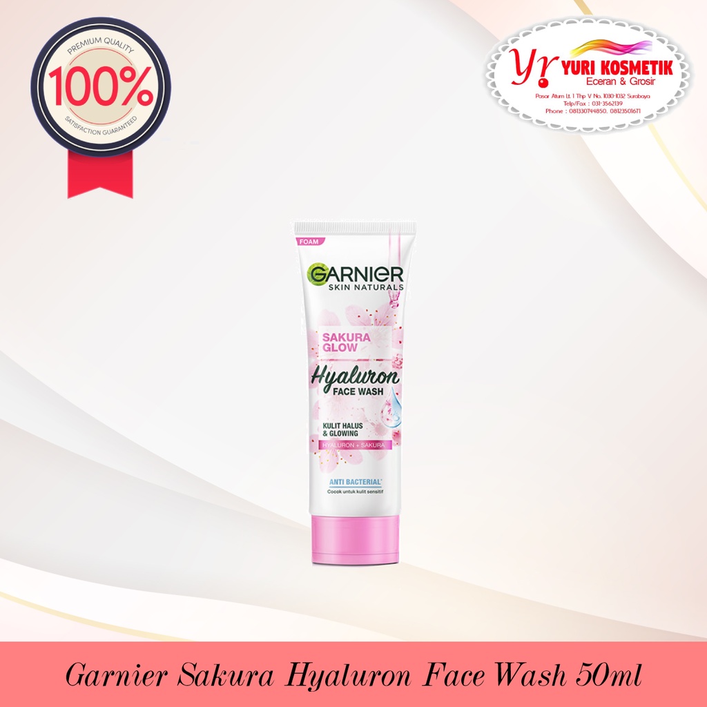 ☘️Yuri Kosmetik☘️ Garnier Sakura Hyaluron Face Wash 100ml / 50ml / Sabun Muka