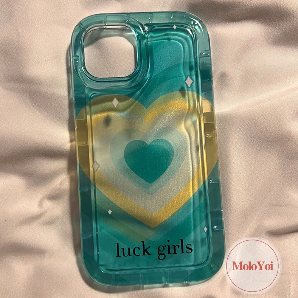 IPHONE Ins Gradiasi Sweet Love Heart Case Kompatibel Untuk Iphone11 13 14 12 Pro MAX 14 Pro MAX 7-8 6 6S Plus XR X XS MAX Permen Shockproof Airbag Back Clear Soft TPU Cover