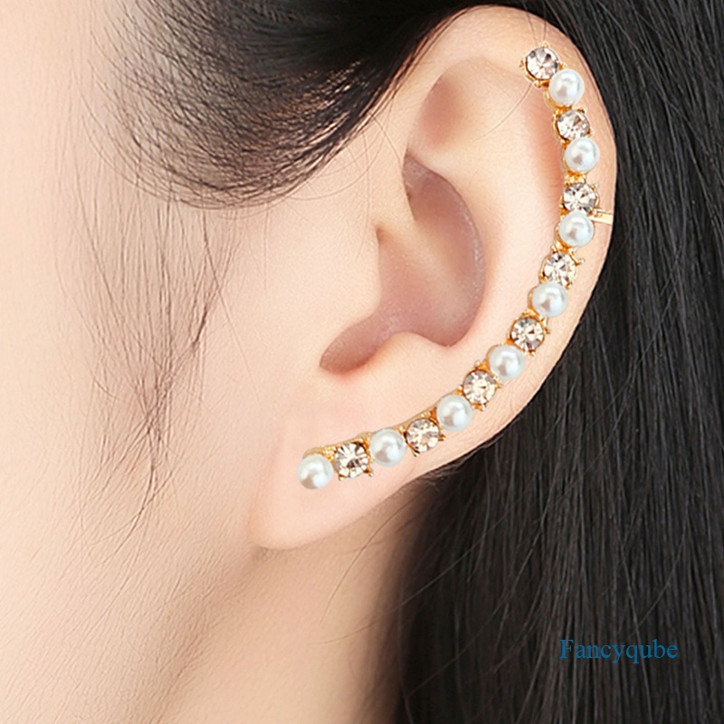 1pcs Punk Rock Berlian Imitasi Kristal Manset Telinga Bungkus Stud Anting Untuk Wanita Perhiasan Tindik Tulang Rawan Ear Clips Earrings