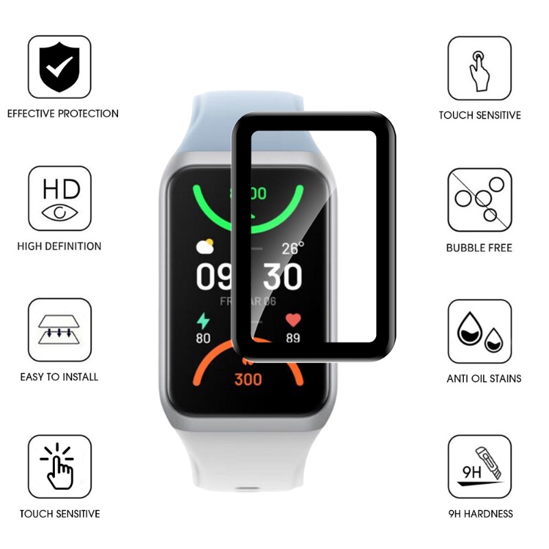 Full Cover HD Curved PMMA Explosion-Proof Watch Film Pelindung Layar Smartwatch Anti Gores Untuk OPPO Band2