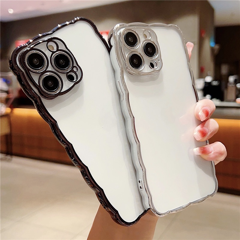 IPHONE Casing Ponsel Tepi Bergelombang Elektroplating Baru Iphone11 12 13 14 Pro Max Plus X Xs Max Xr 78 Plus SE Shockproof Case Cover