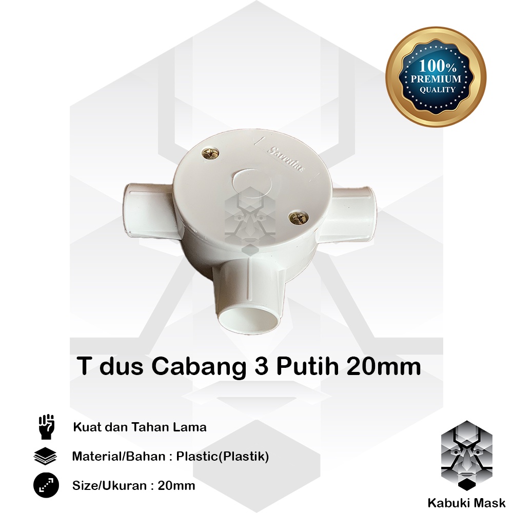 T Dus Cabang 3 20mm Putih/ T Dos Cabang 3 20mm Putih/ Tee Dus Cabang 3 20mm Putih/ T-Dus Cabang 3 20