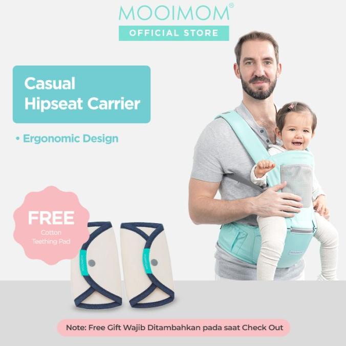 MOOIMOM Casual Hipseat Carrier Gendongan Bayi Depan - 3 - 36 Bulan,Merah Muda