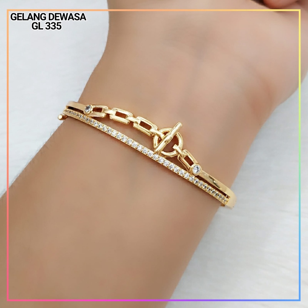 Gelang xuping gelang dewasa bangkok fuji permata pink biru perhiasan lapis emas GL 096