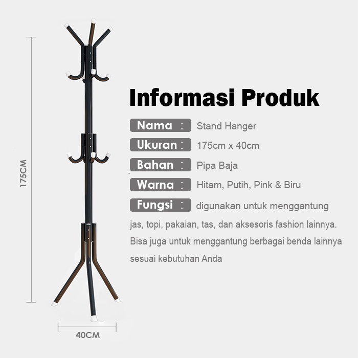 Stand Hanger Coatrack/Stand Hanger Baju Tiang Berdiri/gantungan baju berdiri