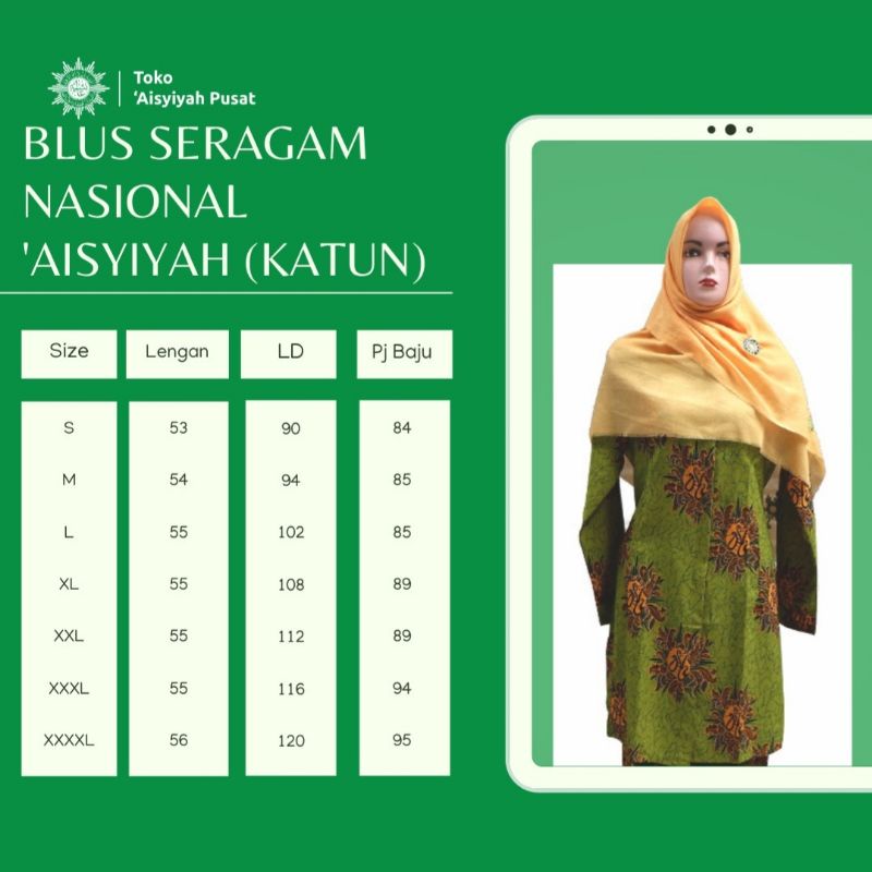 Blus batik aisyiyah nasional katun