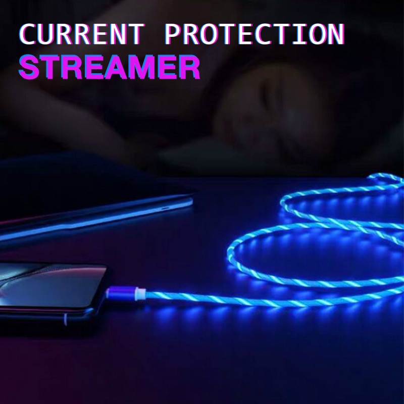 Kabel Glowing Kabel Cas Handphone Lampu LED Micro USB Tipe C Charger Untuk Samsung iPhone Charge Wire Cord