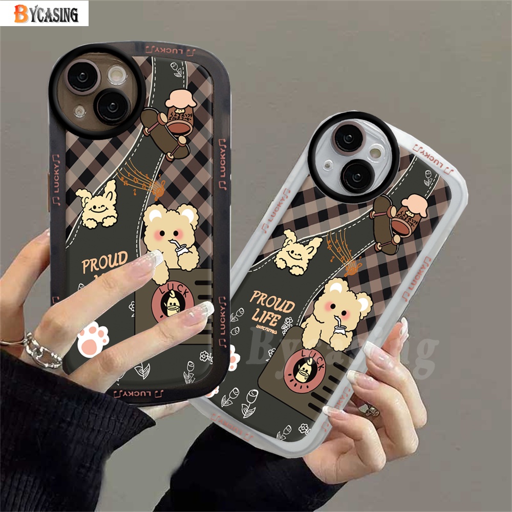 Redmi 10C 10A 9C 9T 9A 10 Redmi Note 11 Pro Note 11S Note 10S Note9S Note8 Pro Note7 Poco M5S M3 Pro X3 NFC Proud Life Lucky Motif Kotak-Kotak Beruang Kelinci Casing Ponsel Karet Lembut BY