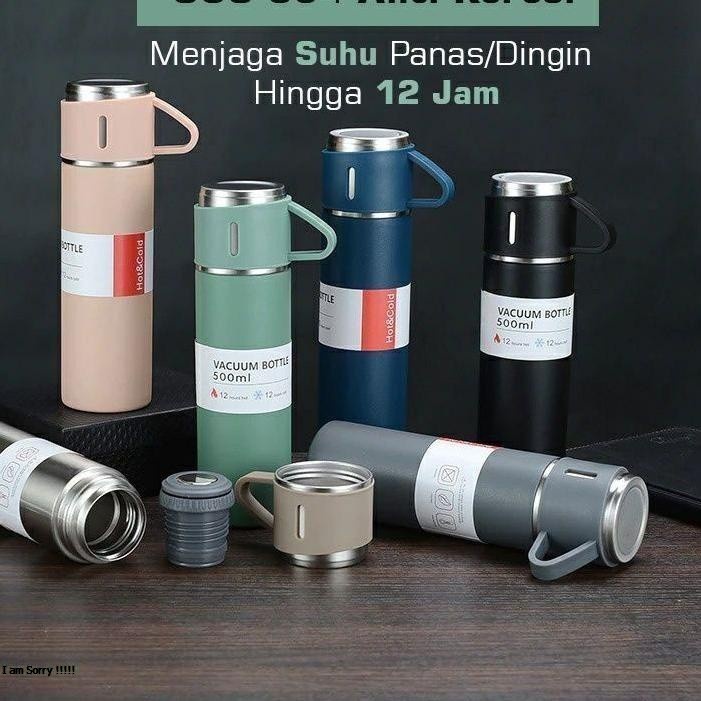 Thermos vaccum flask Gelas Cangkir Life Polos Non led 500ML (3 CUP)