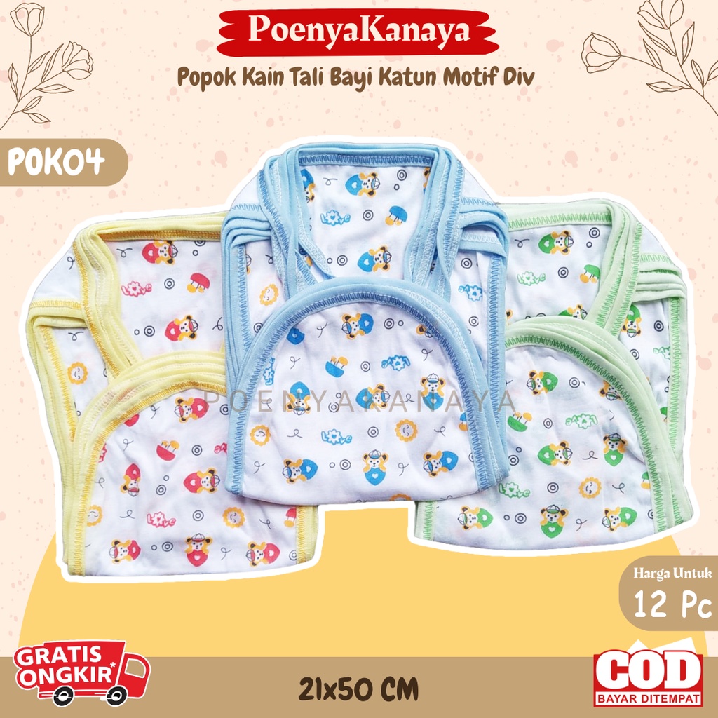 1lusin Celana Popok Kain Tali Bayi Katun Motif Div POK04