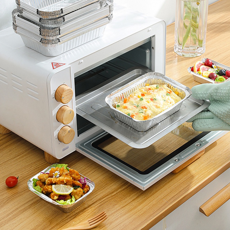 10pcs Square Air Fryer Liner Kotak Tidak Lengket Aluminium Foil Tin Paper Tray Tahan Panas Greaseproof Memanggang Pan BBQ Baking Aksesoris Memasak