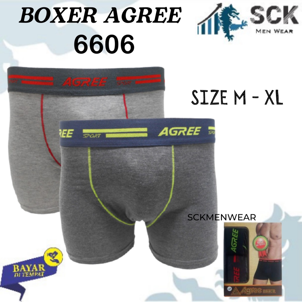 [ISI 2] CD Pria AGREE 6606 Boxer Bahan Katun / Boxer Laki Celana Dalam Cowok - sckmenwear GROSIR