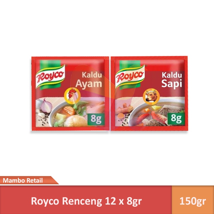 

Royco Penyedap Rasa Ayam/Sapi 8gr - 1 renceng isi 12 sachet