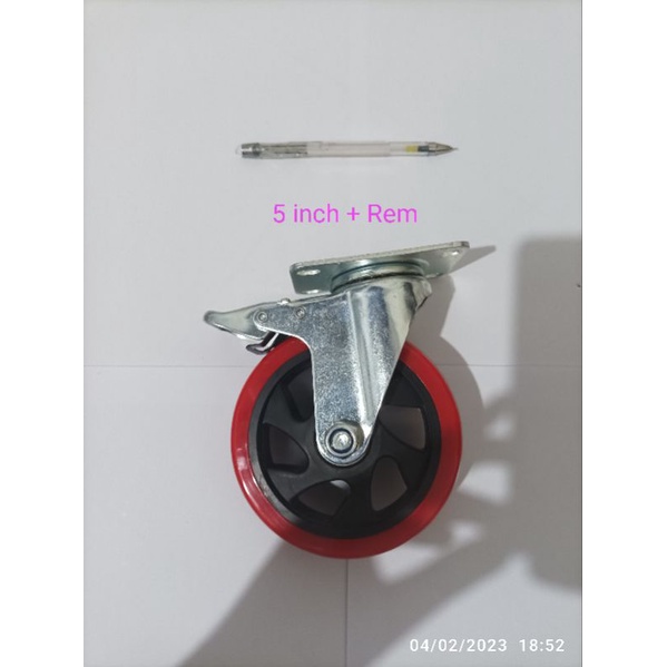 Roda PU Etalase 5 inch Heavy Duty / Roda Trolly Taiwan