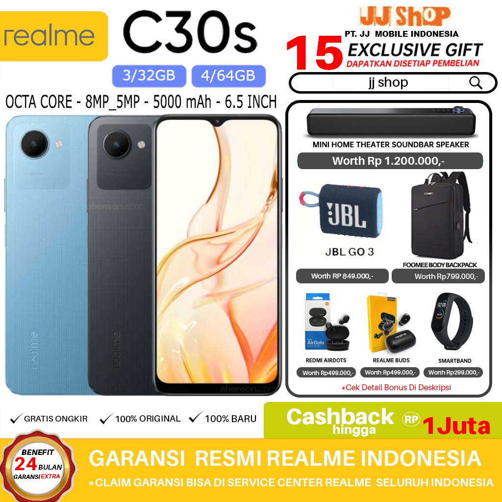 REALME C30s 4/64 GB RAM 4GB ROM 64GB &amp; 3/32 3GB 32GB &amp; C30 2/32 GARANSI RESMI