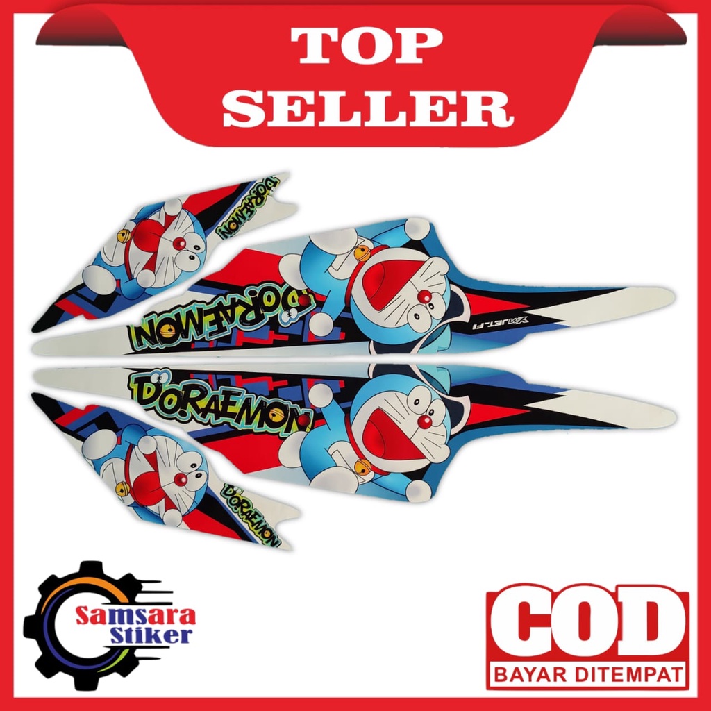 Stiker Motor Yamaha Mio Sporty Variasi Doraemon Putih