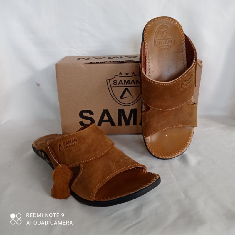 SANDAL KULIT PRIA SAMAN ORIGINAL BAHAN KULIT SAPI ALL MODEL SAMAN