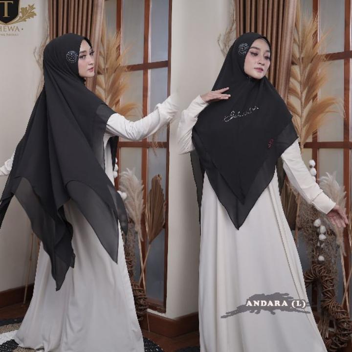 Paling Laku Kerudung/khimar/hijab “ANDARA STANDAR”  Lancip BINTANG 2 layer ORIGINAL THEWA ❁goe✧