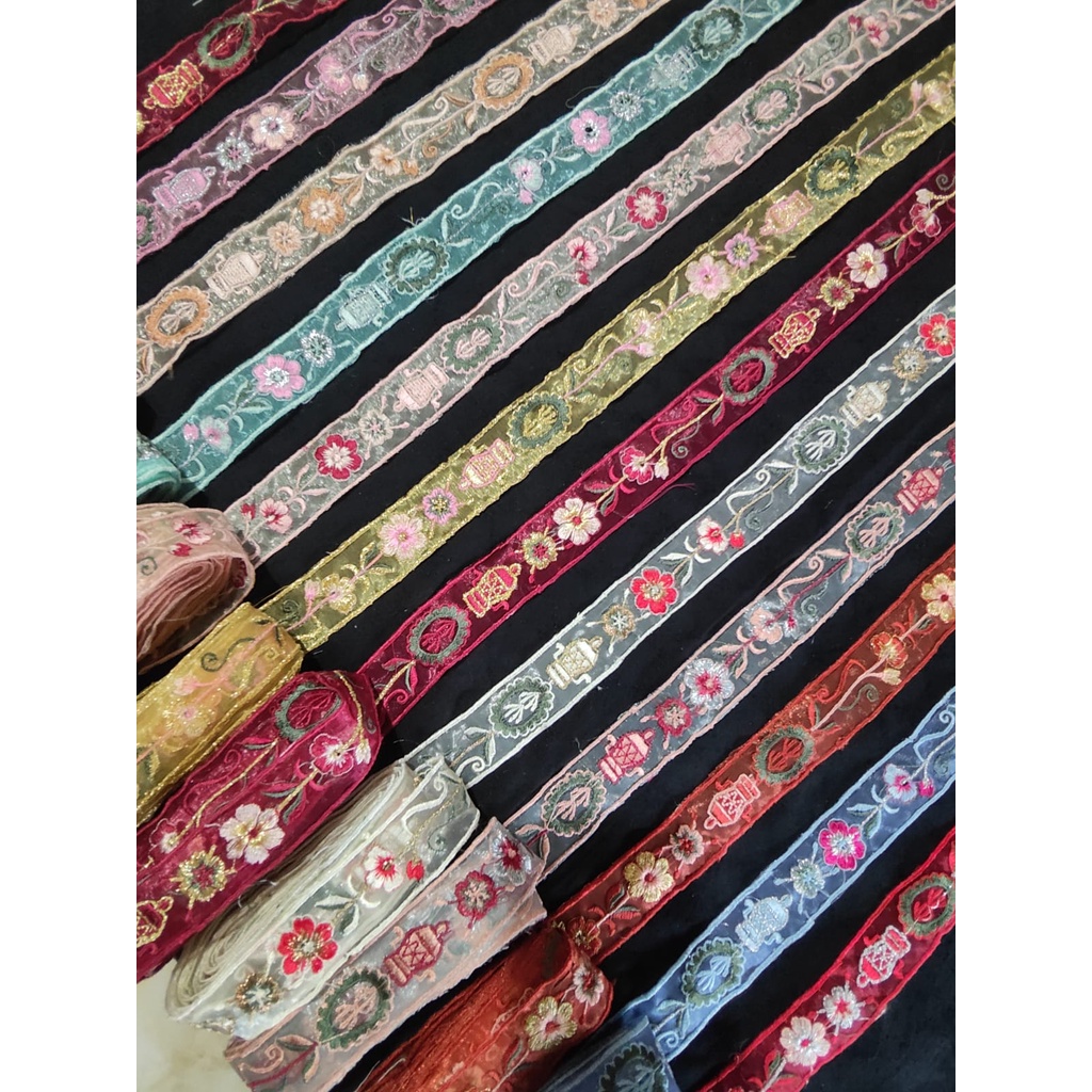 Renda Bordir Roll Gaun Cheongsam 3 cm