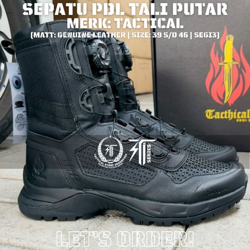 Sepatu PDL Tali Putar Merk Tactical / Tacthical - Libra / Jaring / Segi 3