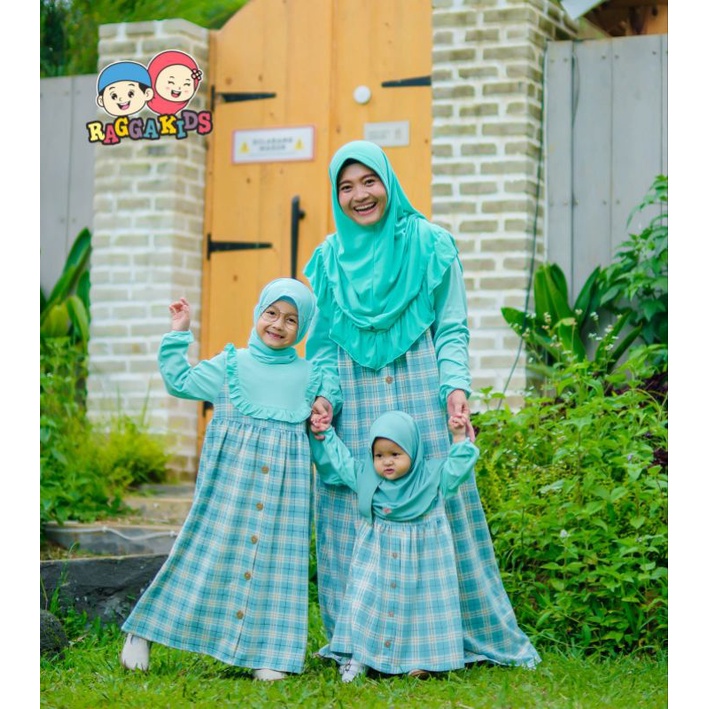 Baju muslim sarimbit raggakids | gamis anak raggakids rg59 | setelan koko anak warna mint | koko dewasa | gamis ibu