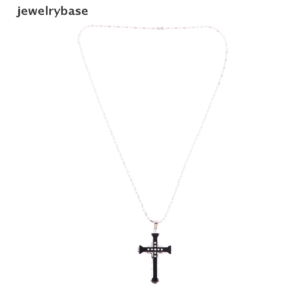 [jewelrybase] Salib Kristal Pria Yesus Liontin Salib Pendant Kalung Stainless Steel Perhiasan Butik