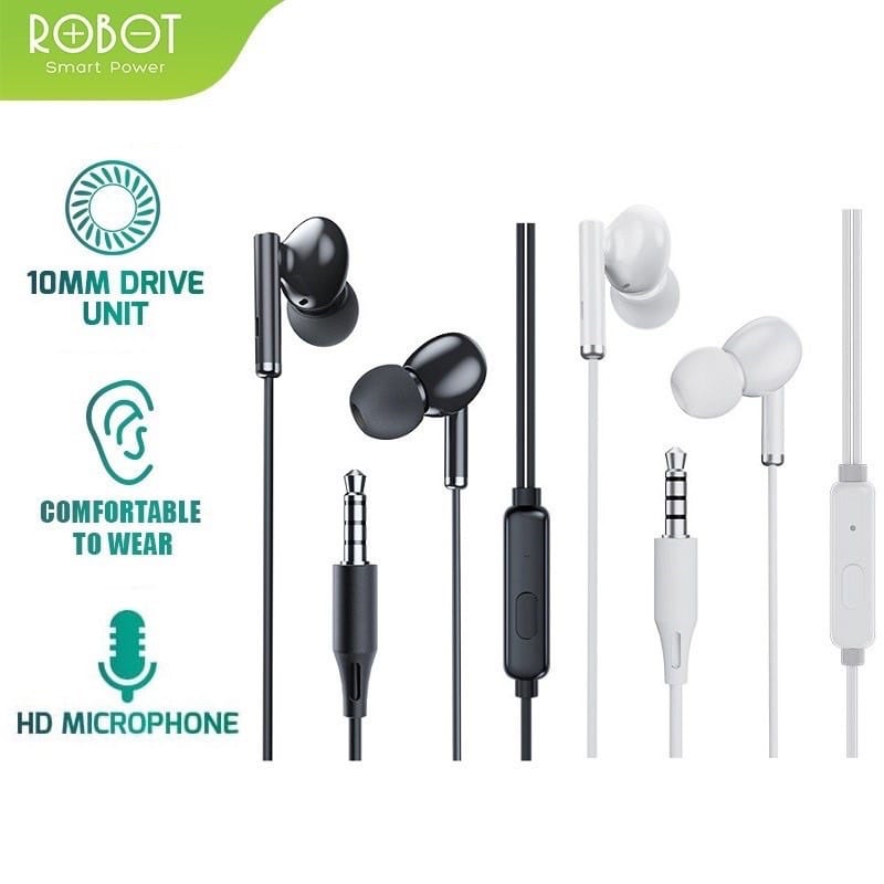 C_   ROBOT RE602 / headset handsfree earphone ROBOT RE602 deep BASS with MIC ORIGINAL